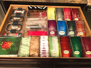 long drawer, tea envelopes