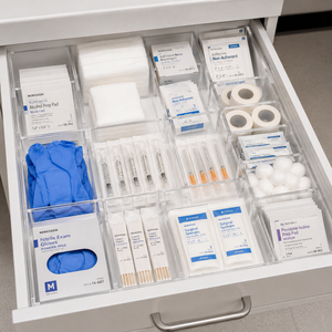 draw divider for Gauze, syringes, gloves, and alcohol pads